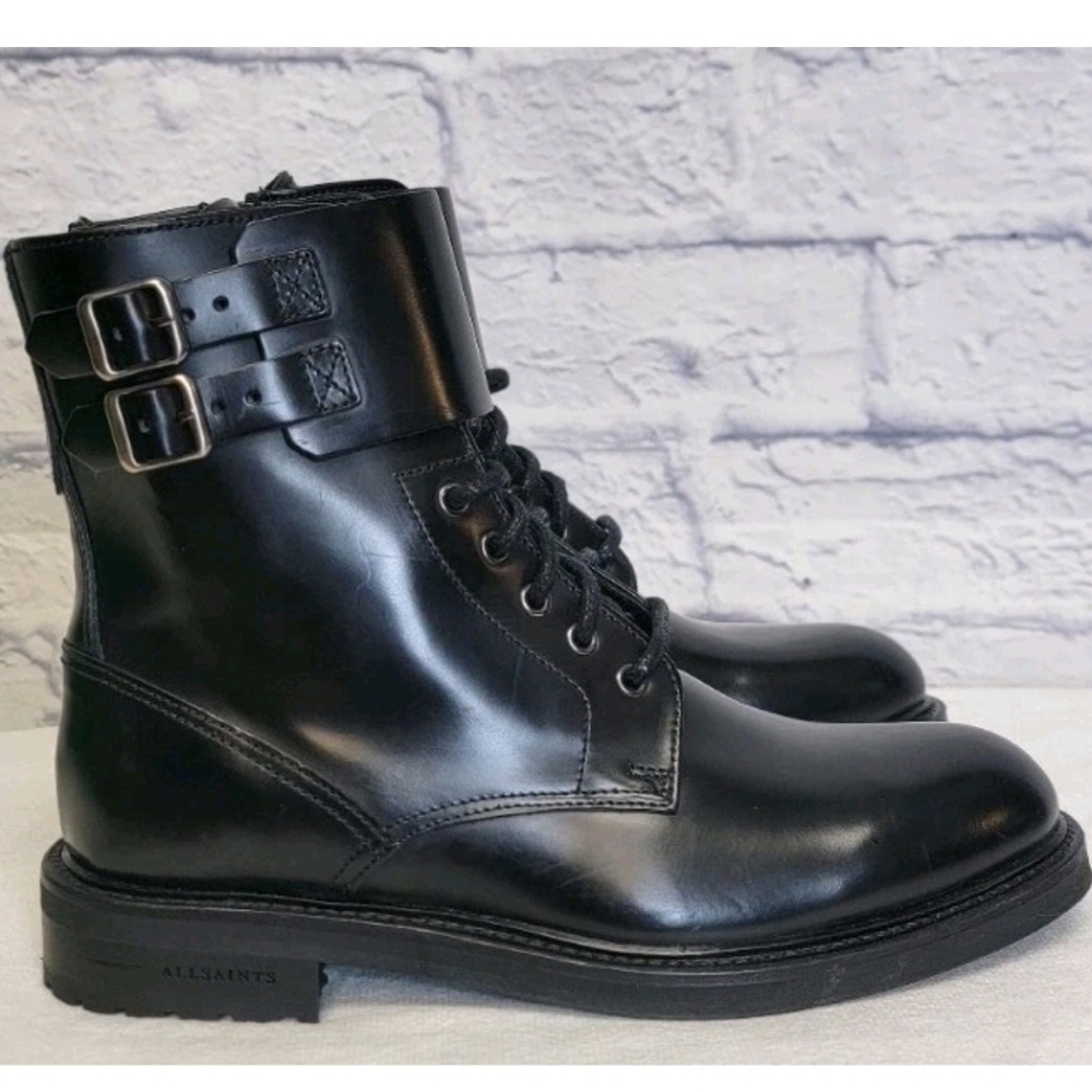 All Saints Women's Brigade All Leather Black Combat Boots Size 6 NWOT - Picture 3 of 13